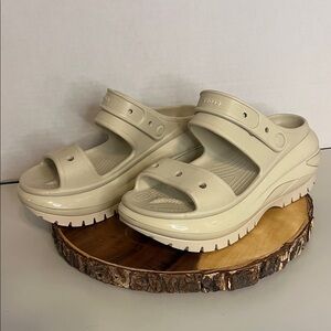 CROCS Cream Elevated Mules